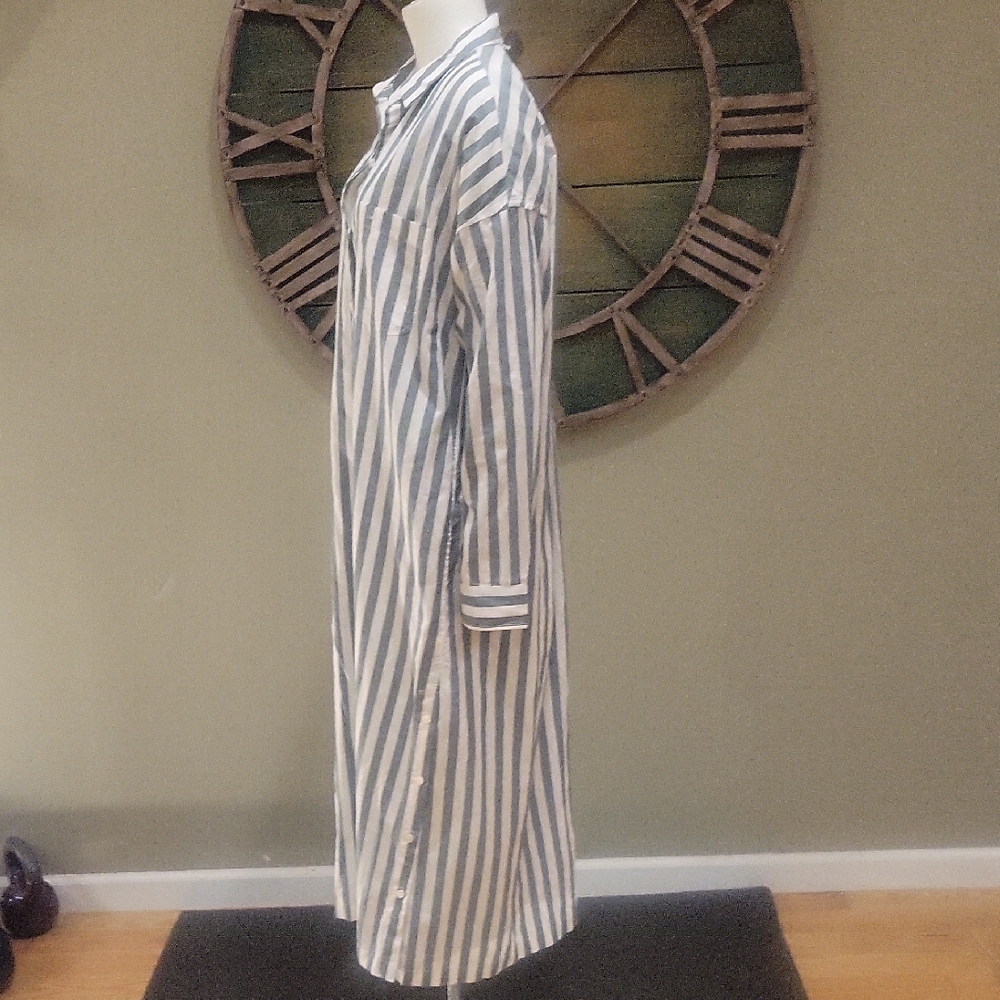 Alex Mill Kerry Positano Striped Button-Up Long Shirt Dress - Picture 3 of 16
